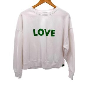 KULE White Crewneck Sweatshirt with Green LOVE Logo